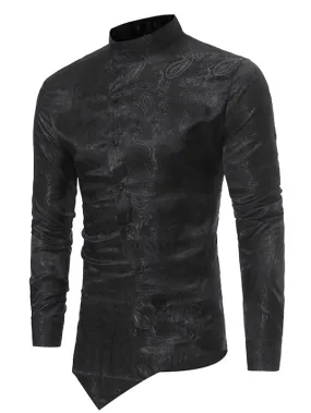 Men's Brocade Paisley Asymmetrical Hem Shirt