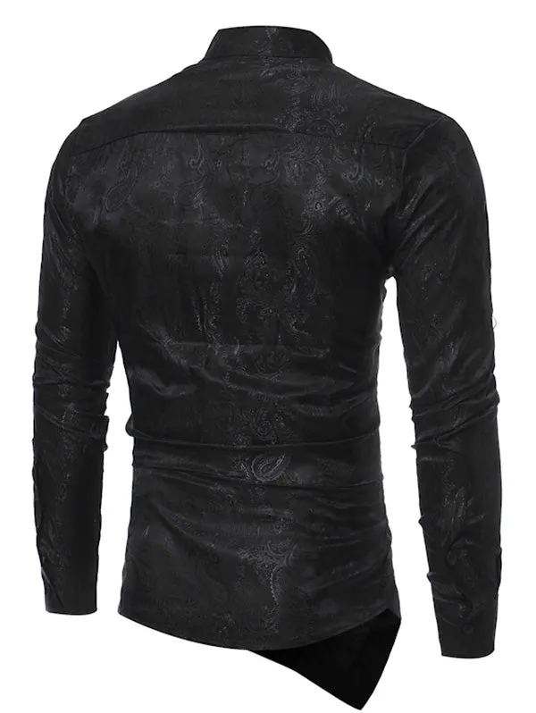 Men's Brocade Paisley Asymmetrical Hem Shirt