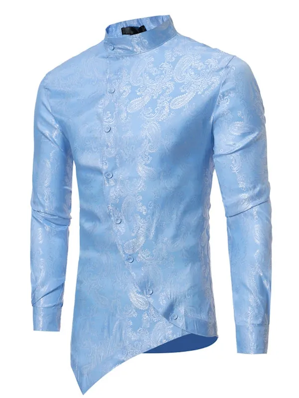 Men's Brocade Paisley Asymmetrical Hem Shirt