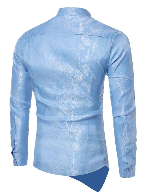 Men's Brocade Paisley Asymmetrical Hem Shirt