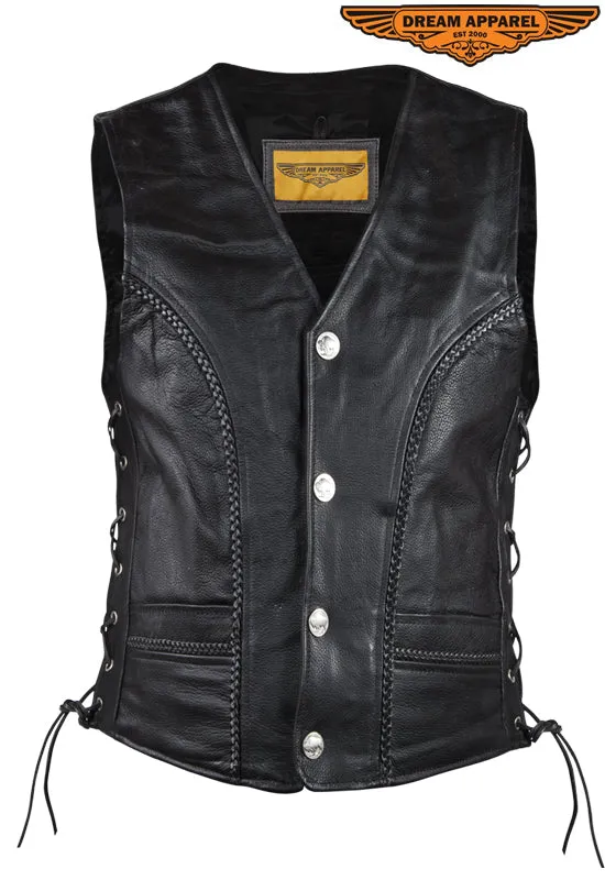 Mens Leather Vest With Laces