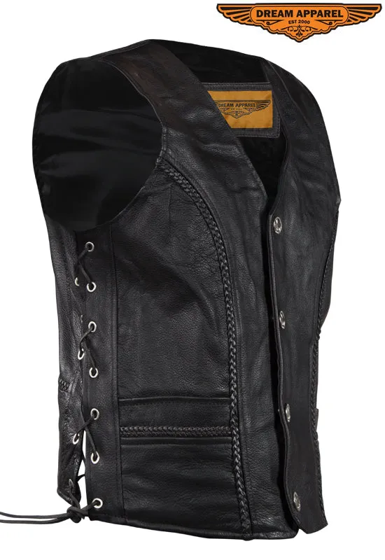 Mens Leather Vest With Laces