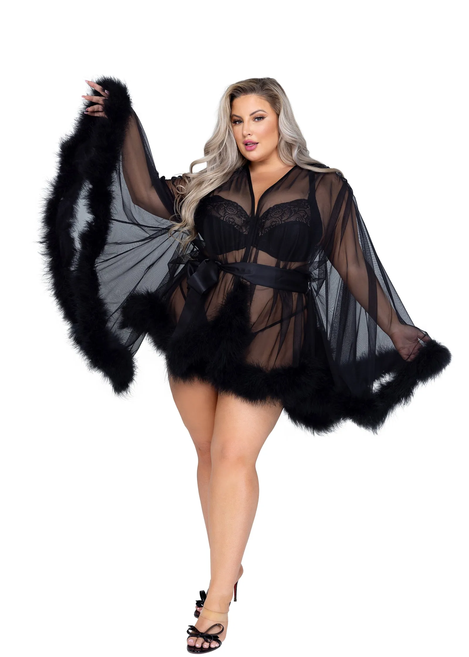 Mila Glam Luxury Marabou Short Robe