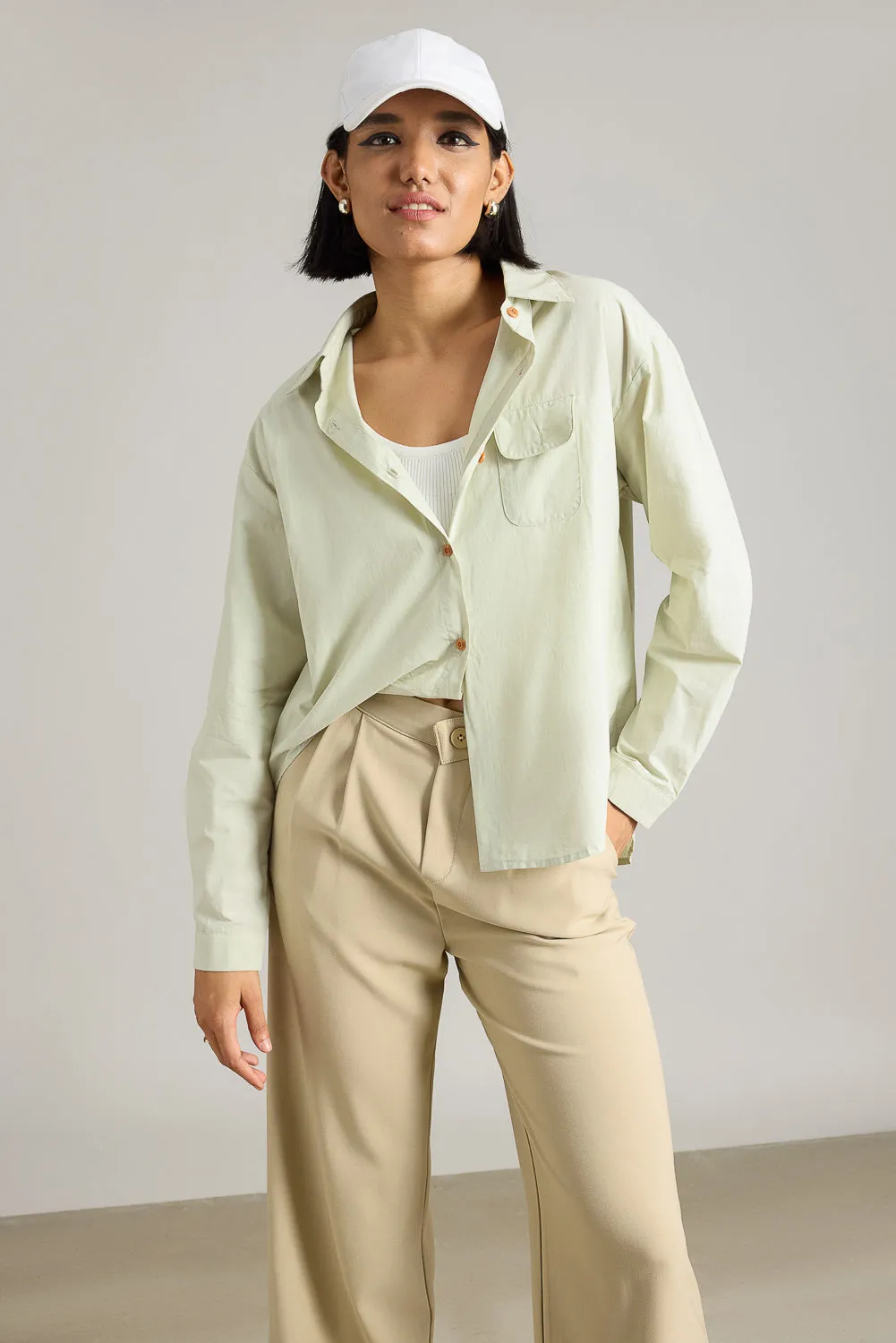 Mint Green Asymmetrical Shirt