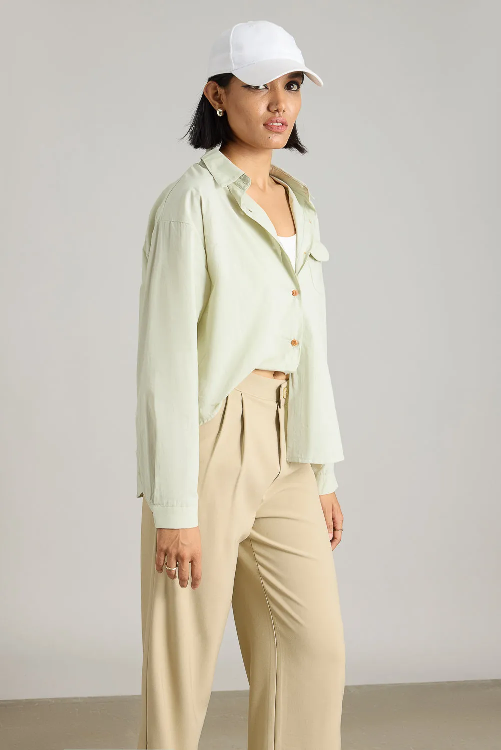 Mint Green Asymmetrical Shirt