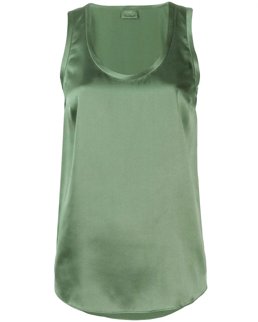 Moss Green Silk Scoopneck Tank