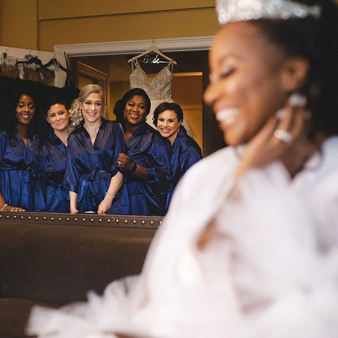 Navy Satin Bridesmaid Robe