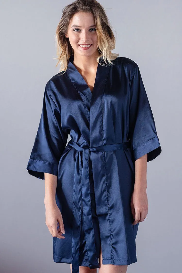 Navy Satin Bridesmaid Robe