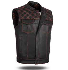 ORANGE HL11693 MEN CROSS STITCH CLUB LEATHER  VEST