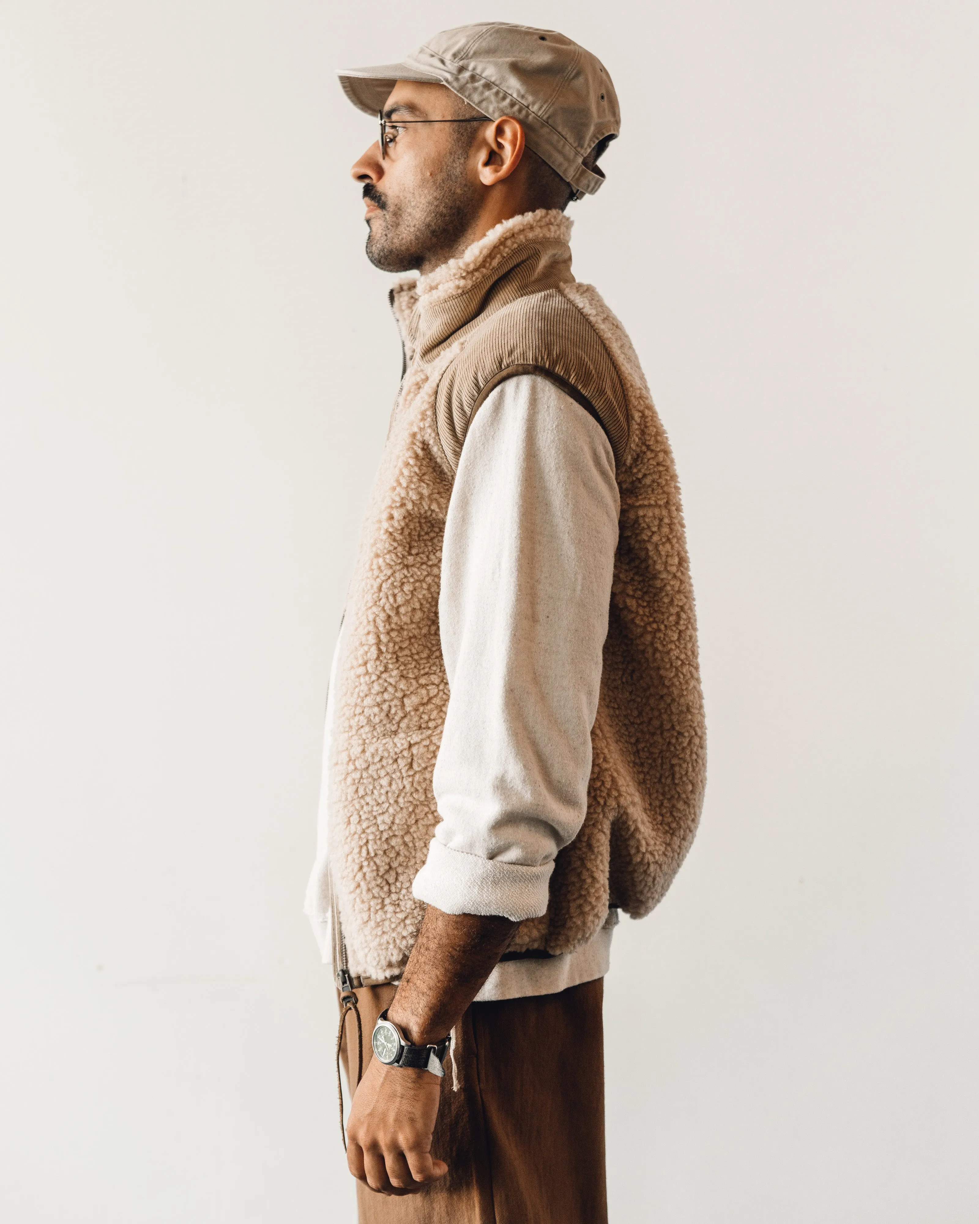 OrSlow Boa Fleece Vest, Sand/Beige