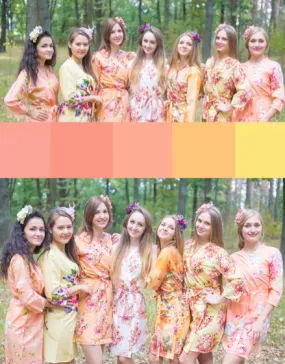 Peach and Yellow Wedding Colors Bridesmaids Robes