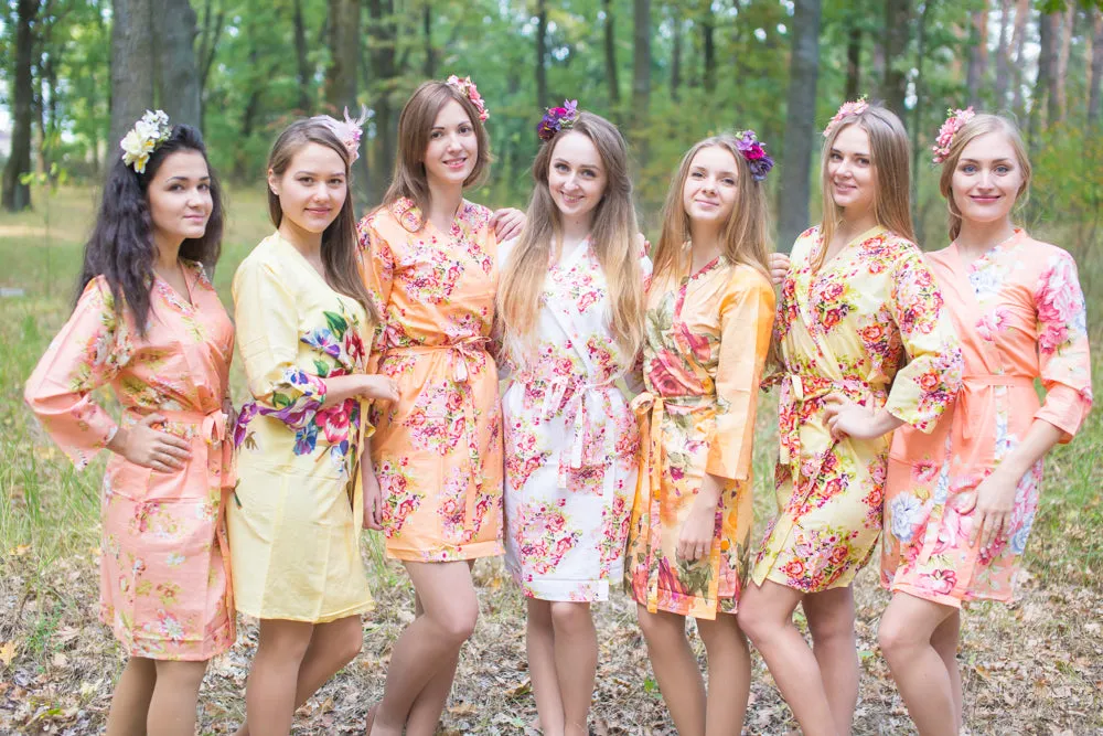 Peach and Yellow Wedding Colors Bridesmaids Robes