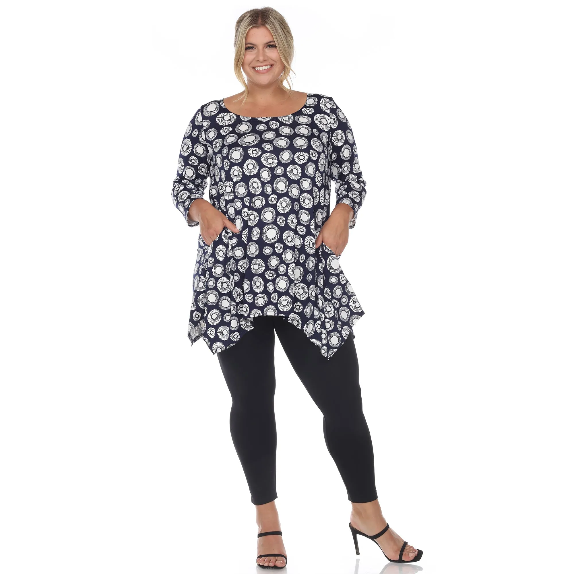 Printed Geometric Circle Tunic Top - Plus