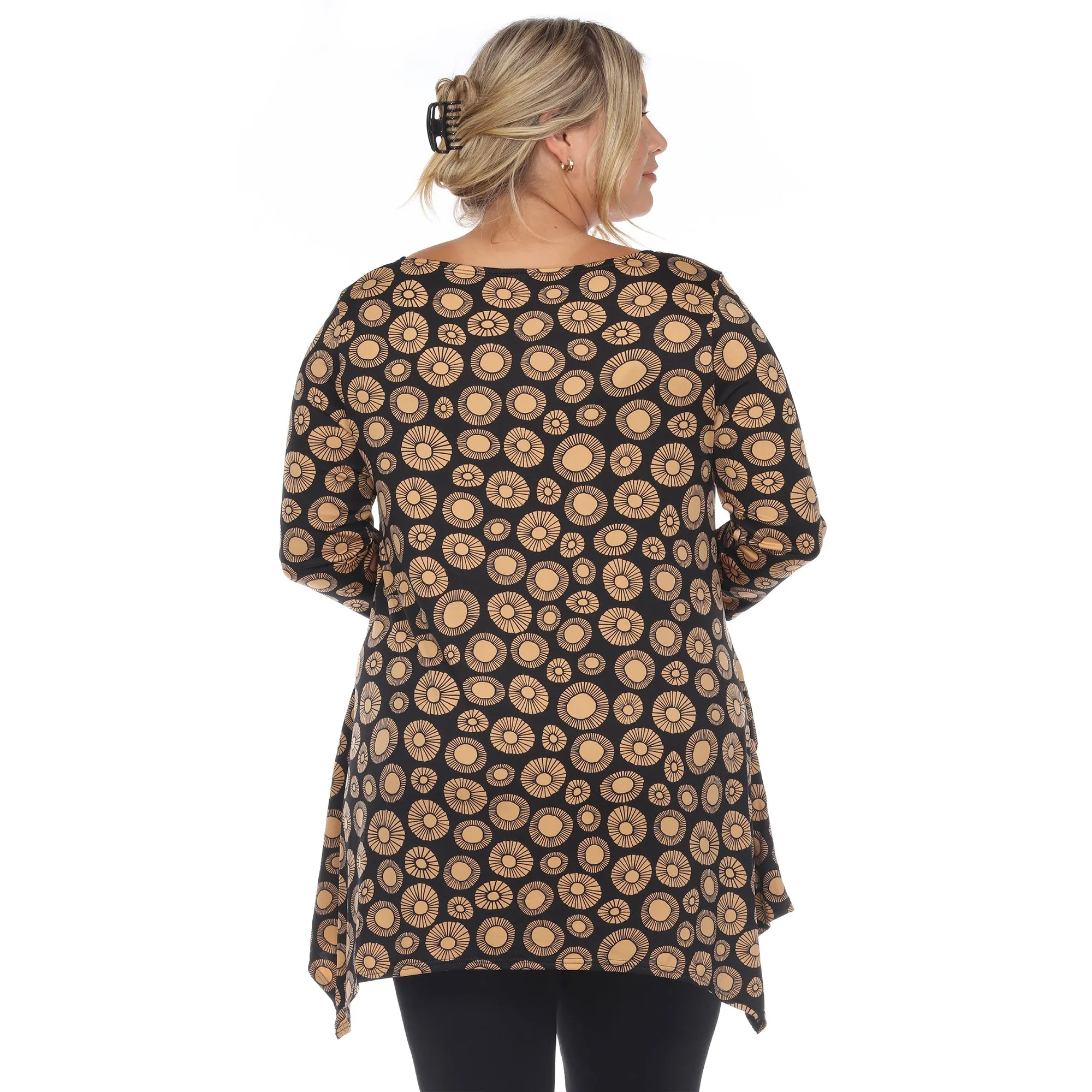 Printed Geometric Circle Tunic Top - Plus