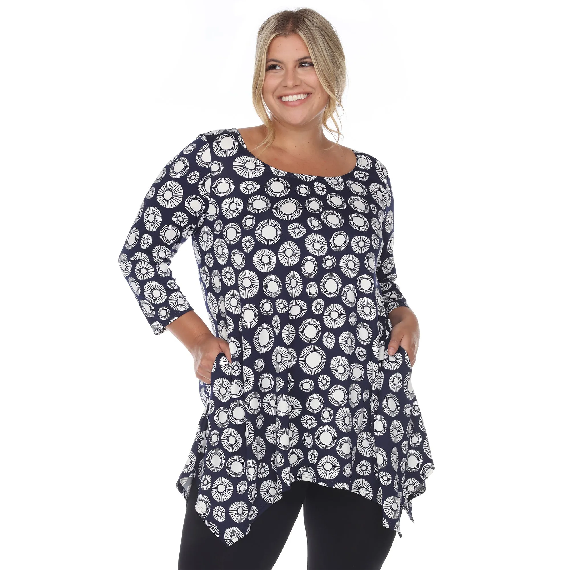 Printed Geometric Circle Tunic Top - Plus