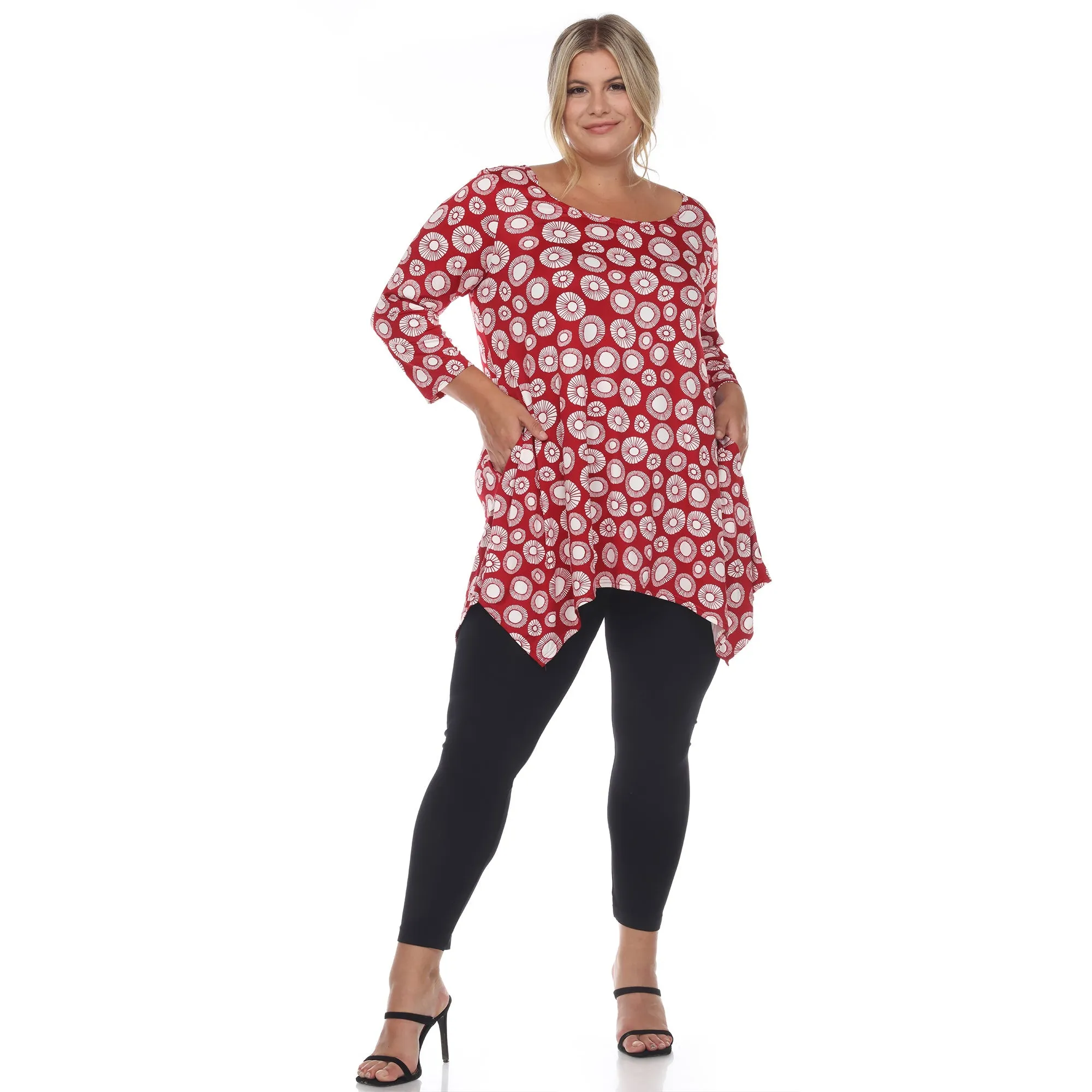 Printed Geometric Circle Tunic Top - Plus