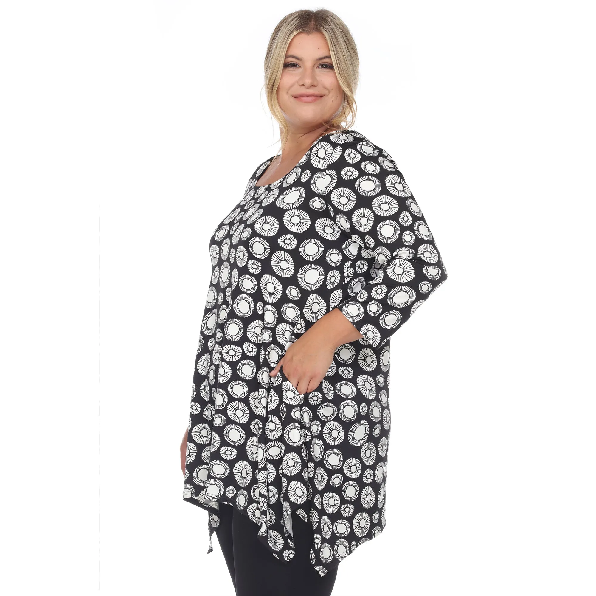 Printed Geometric Circle Tunic Top - Plus