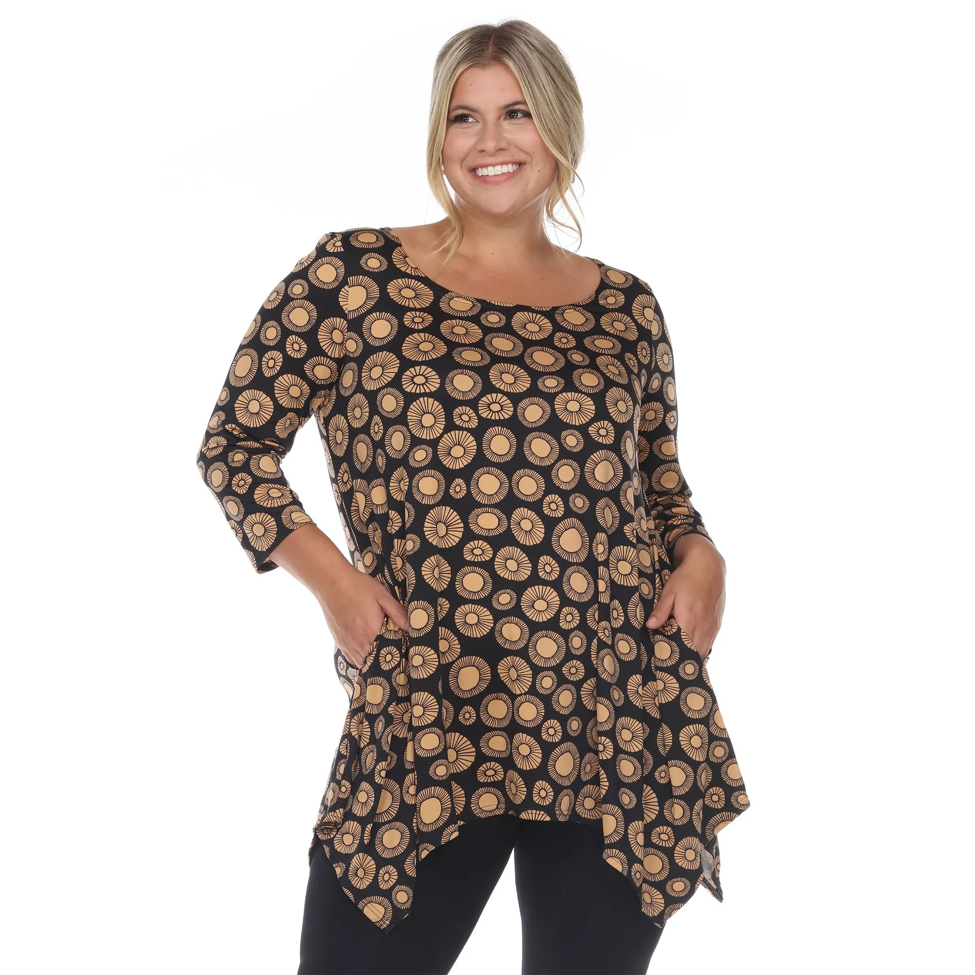 Printed Geometric Circle Tunic Top - Plus