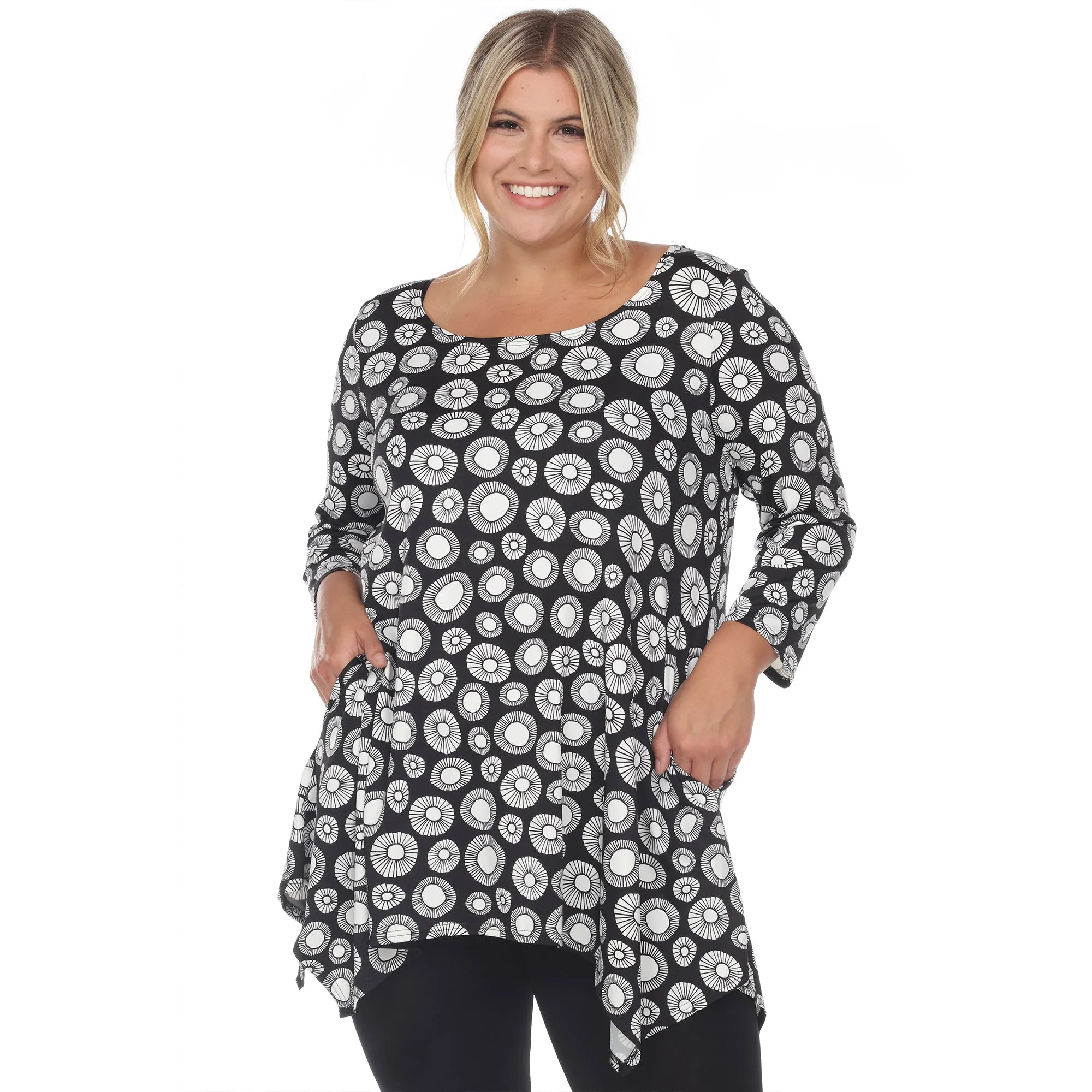 Printed Geometric Circle Tunic Top - Plus