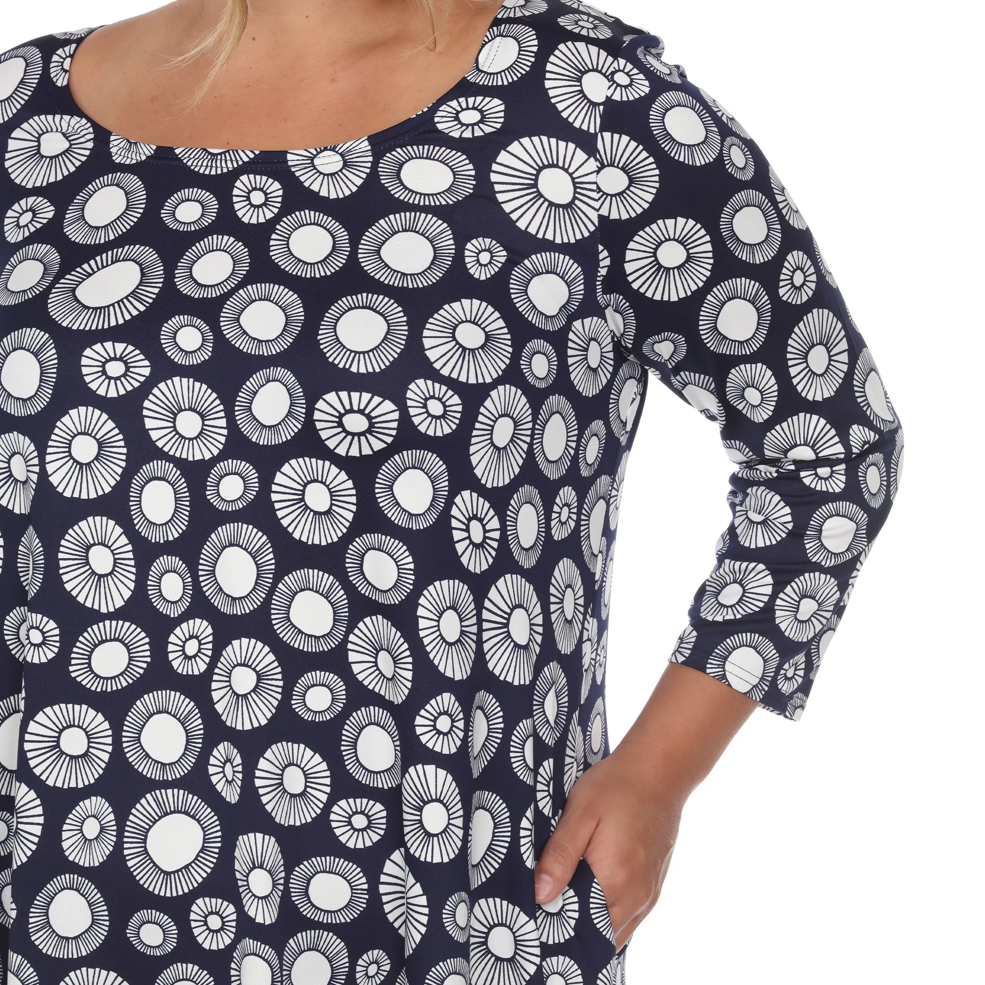 Printed Geometric Circle Tunic Top - Plus