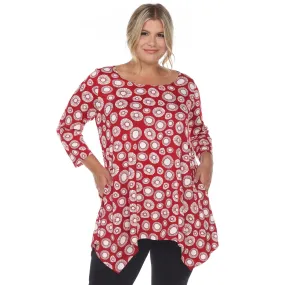 Printed Geometric Circle Tunic Top - Plus