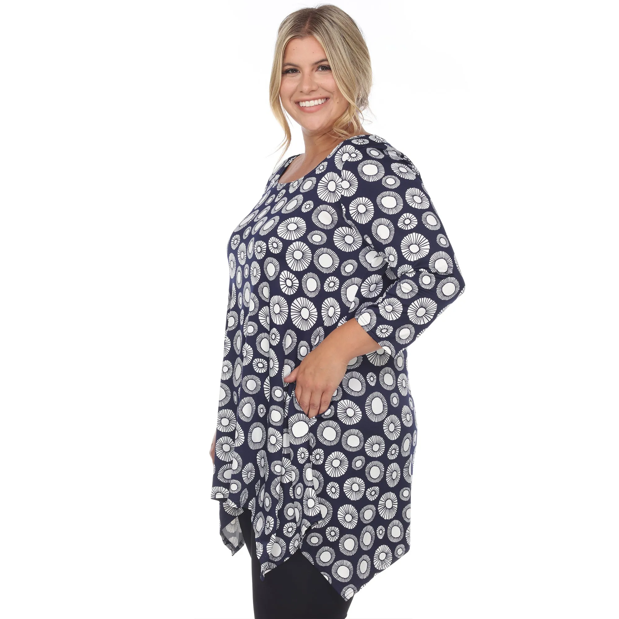 Printed Geometric Circle Tunic Top - Plus