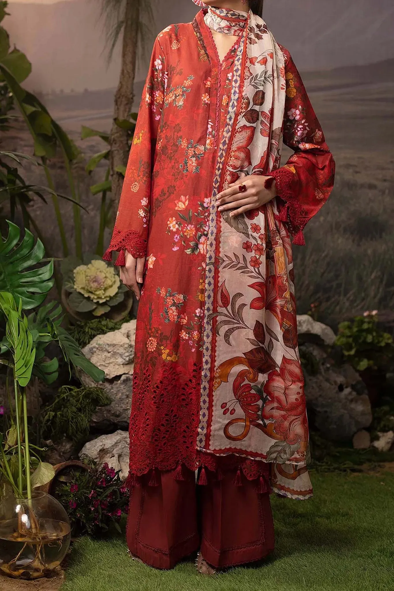 Printskari By Adan's Libas 3 Piece Unstitched Emb Lawn Collection'2024-AL-07