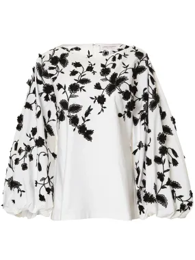 Puff Sleeve Crewneck Blouse