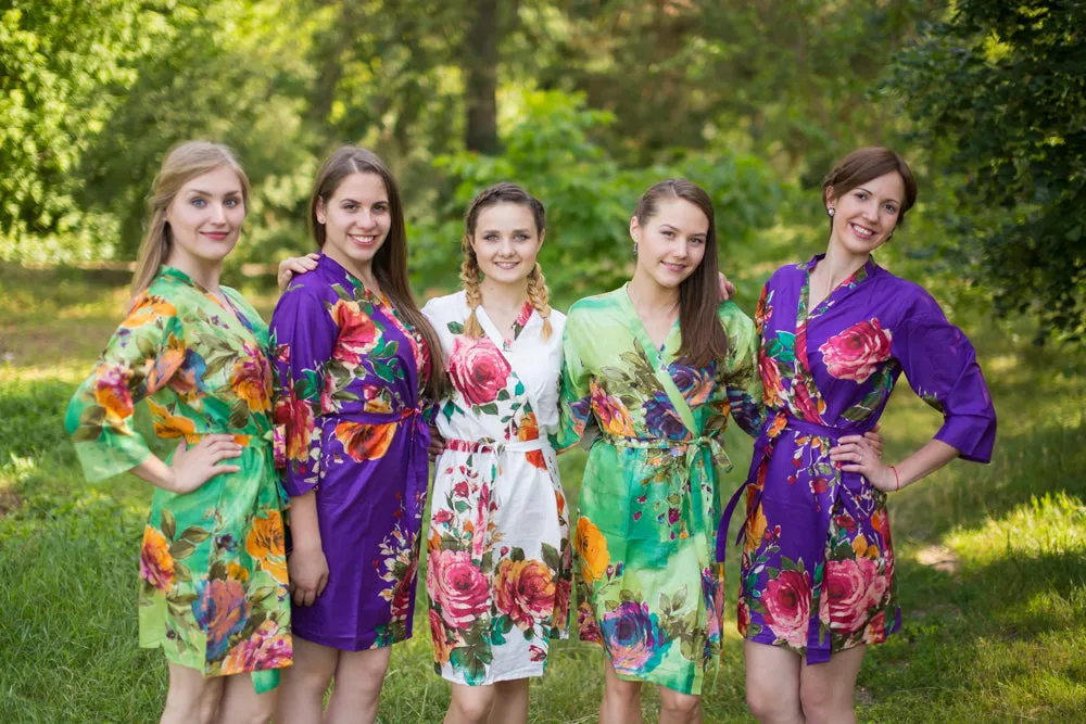 Purple and Green Wedding Colors Bridesmaids Robes