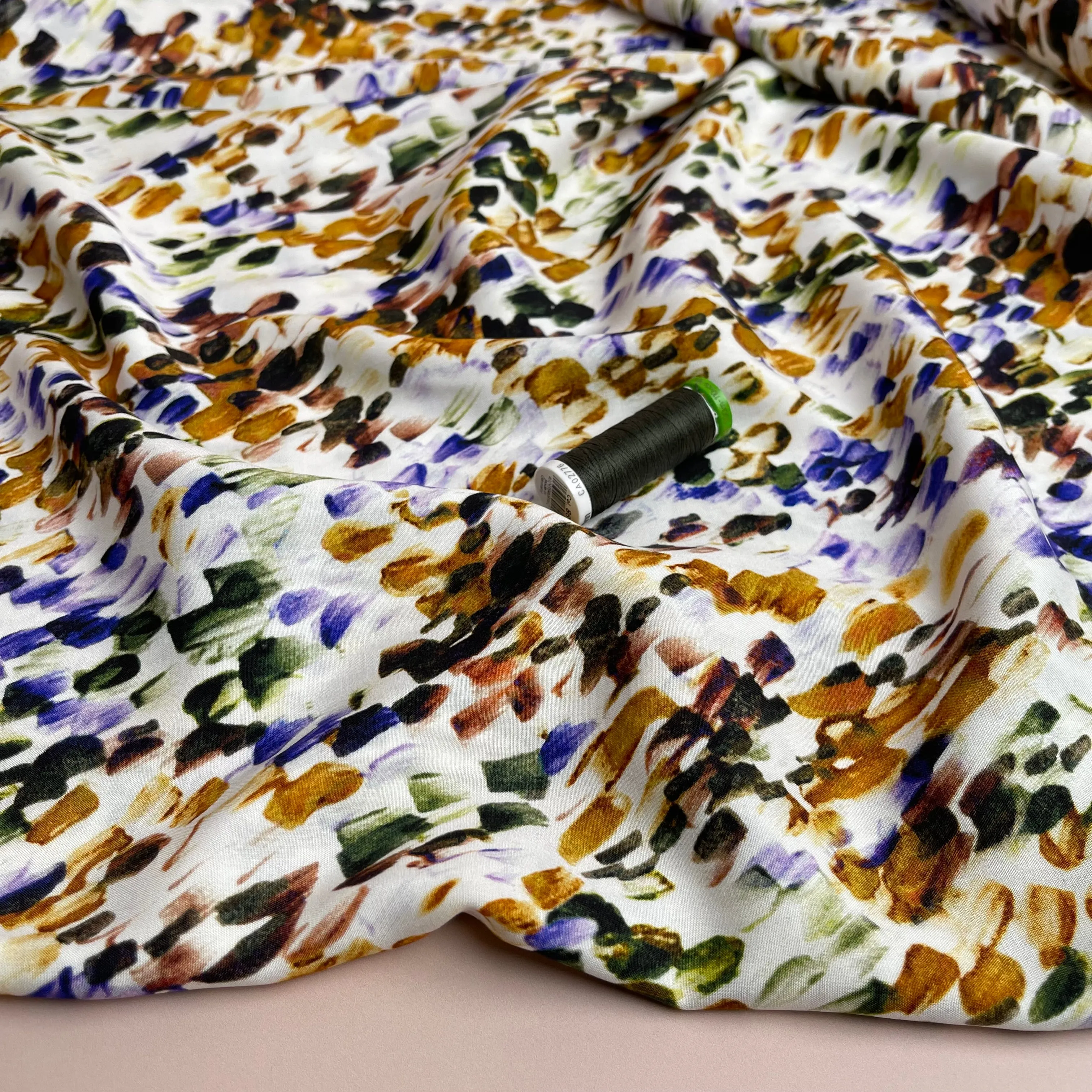 REMNANT 0.62 Metre - Small Brushstrokes Viscose Fabric