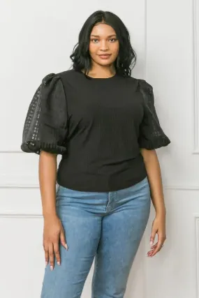 Royal Curves Puff Sleeves Top