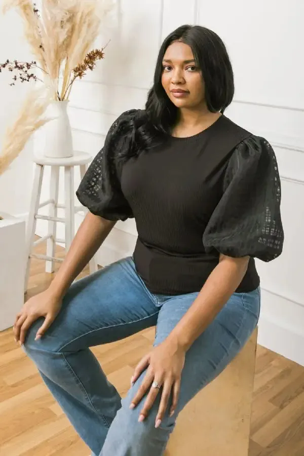 Royal Curves Puff Sleeves Top