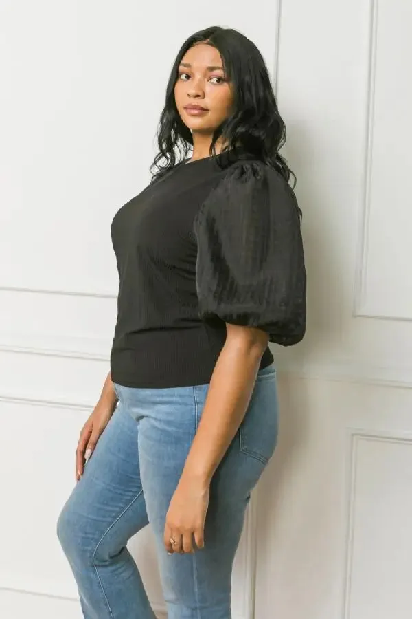 Royal Curves Puff Sleeves Top