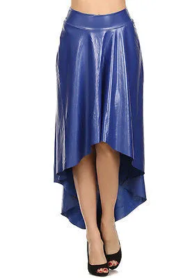 Sexy Plus Size Skirt Faux Leather High Waist New Hi Lo Midi Maxi Stretch Long