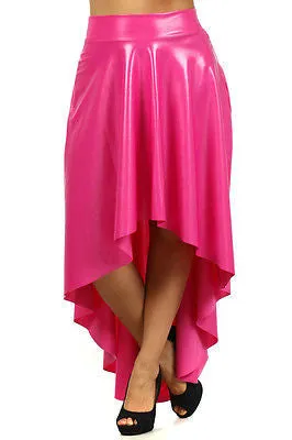 Sexy Plus Size Skirt Faux Leather High Waist New Hi Lo Midi Maxi Stretch Long