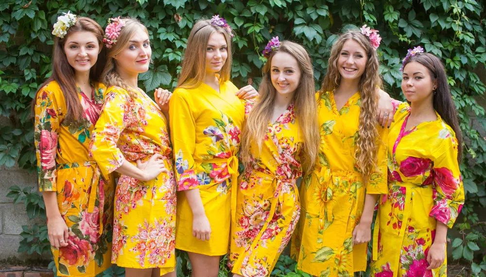 Shades of Yellow Wedding Colors Bridesmaids Robes