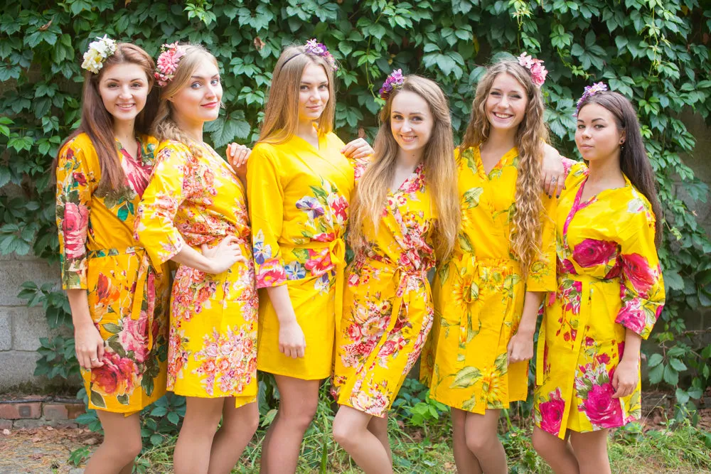 Shades of Yellow Wedding Colors Bridesmaids Robes