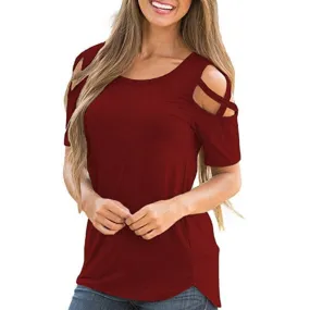 Strappy Cold Shoulder Blouse (6 colors)