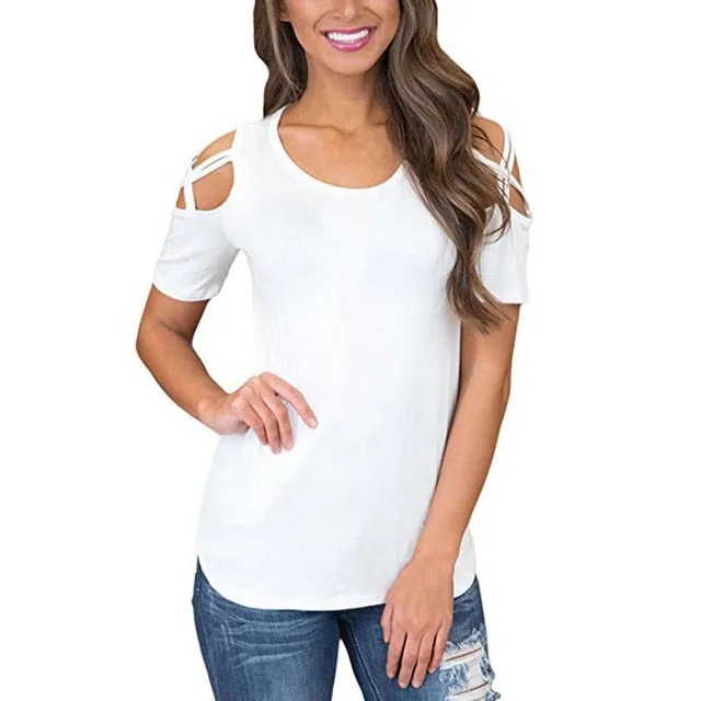 Strappy Cold Shoulder Blouse (6 colors)