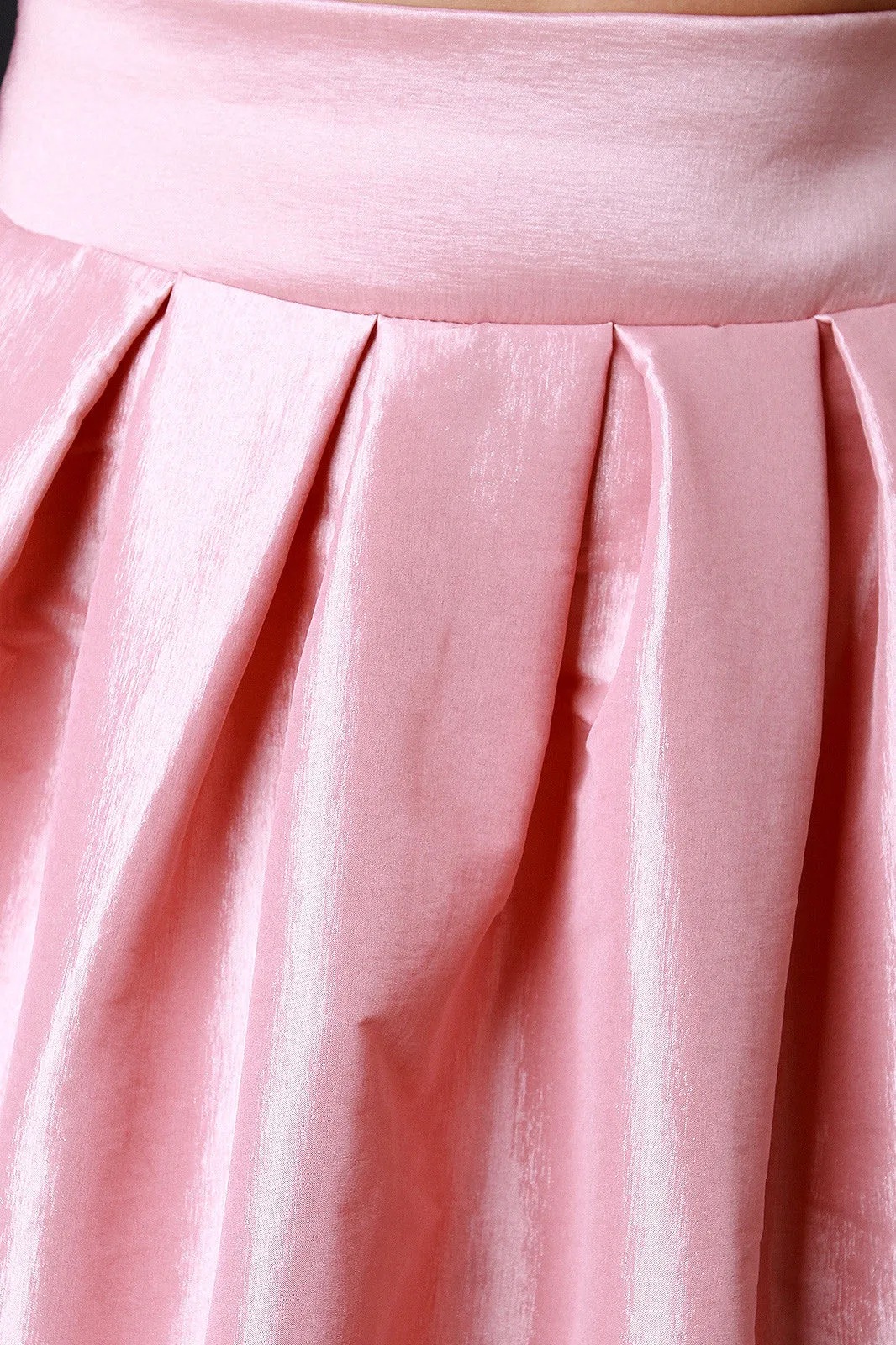 Taffeta High-Low Pleated Back Bow Skirt