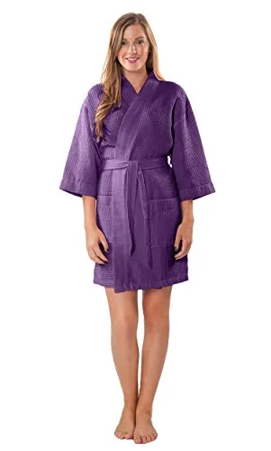 Turquaz Lightweight Thigh Length Robes For Women - Waffle Kimono Bridesmaids Robe - Summer Bathrobes For Women