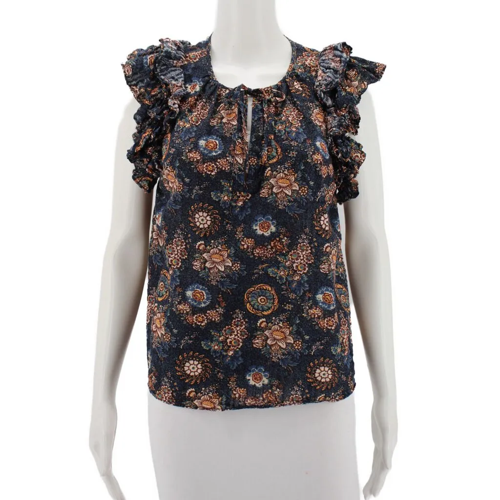 ULLA JOHNSON PRINT TOPS BLUE L | 12