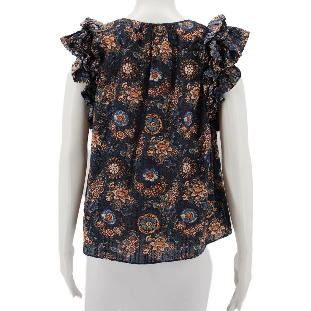 ULLA JOHNSON PRINT TOPS BLUE L | 12