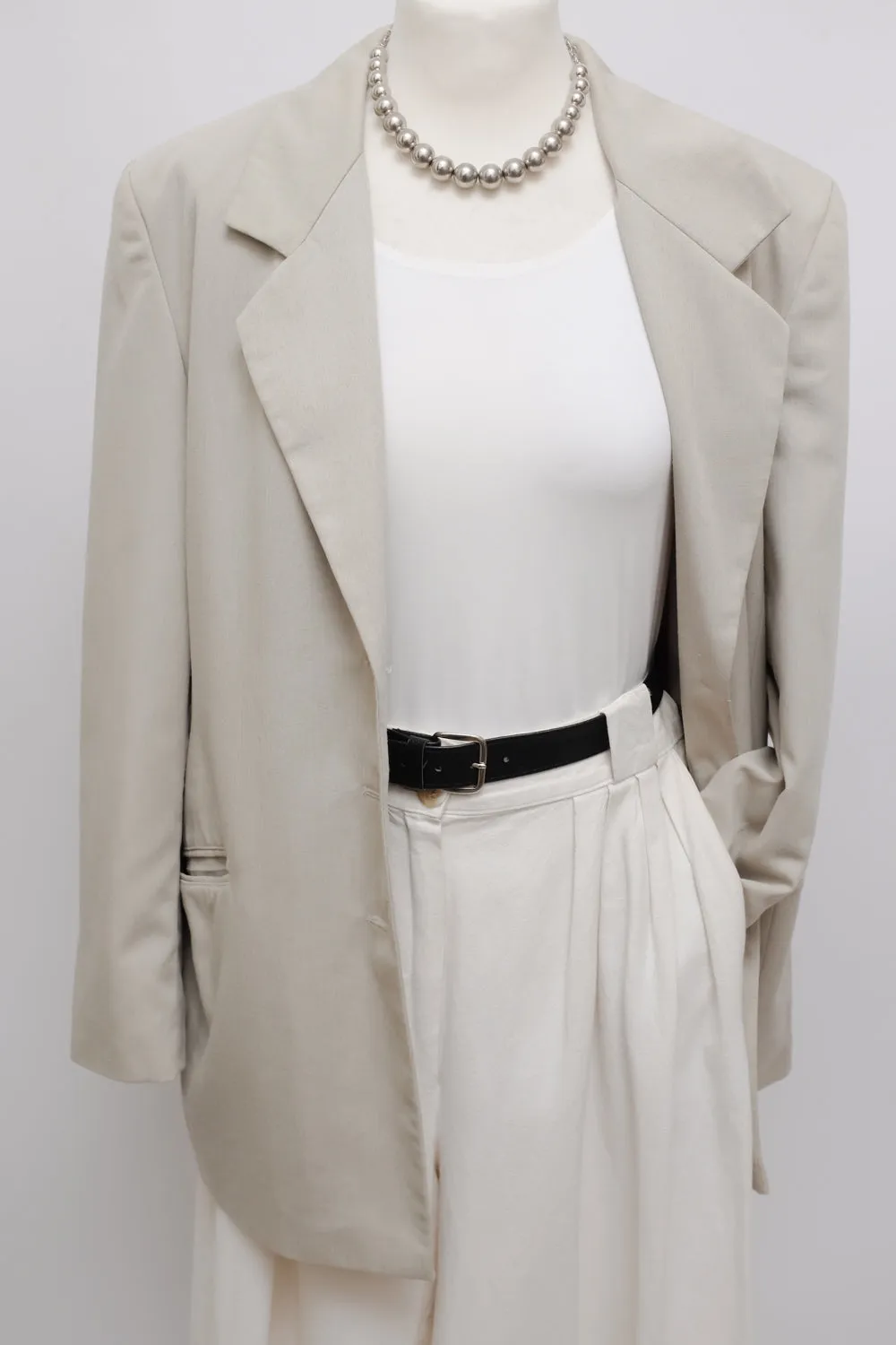 VISCOSE BLEND STONE BOXY VINTAGE BLAZER