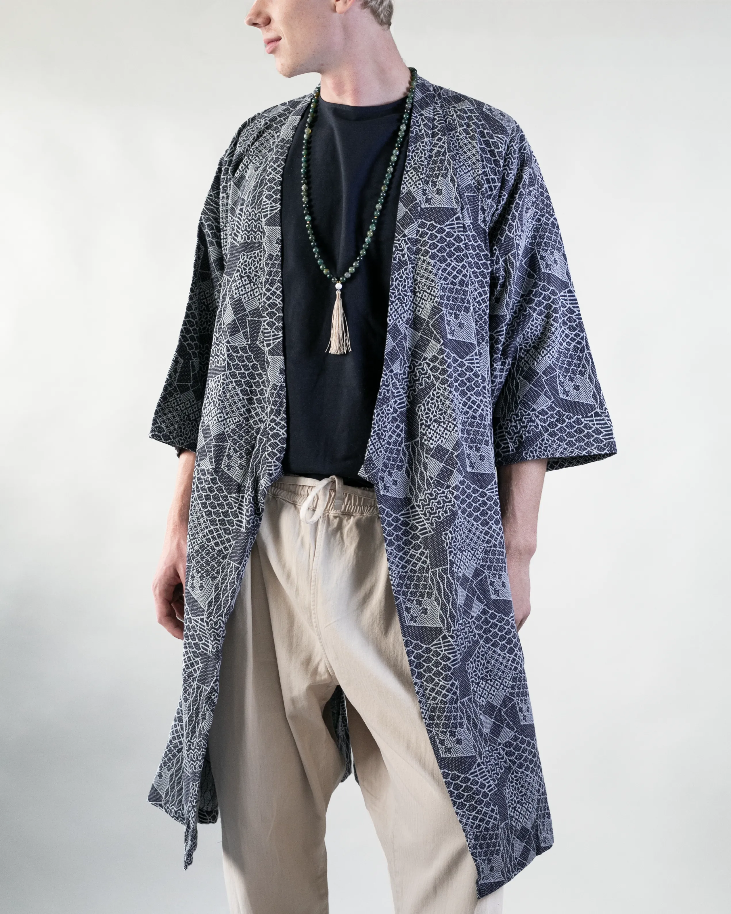 Wa-Modern Haori Robe, Jacquard Weave