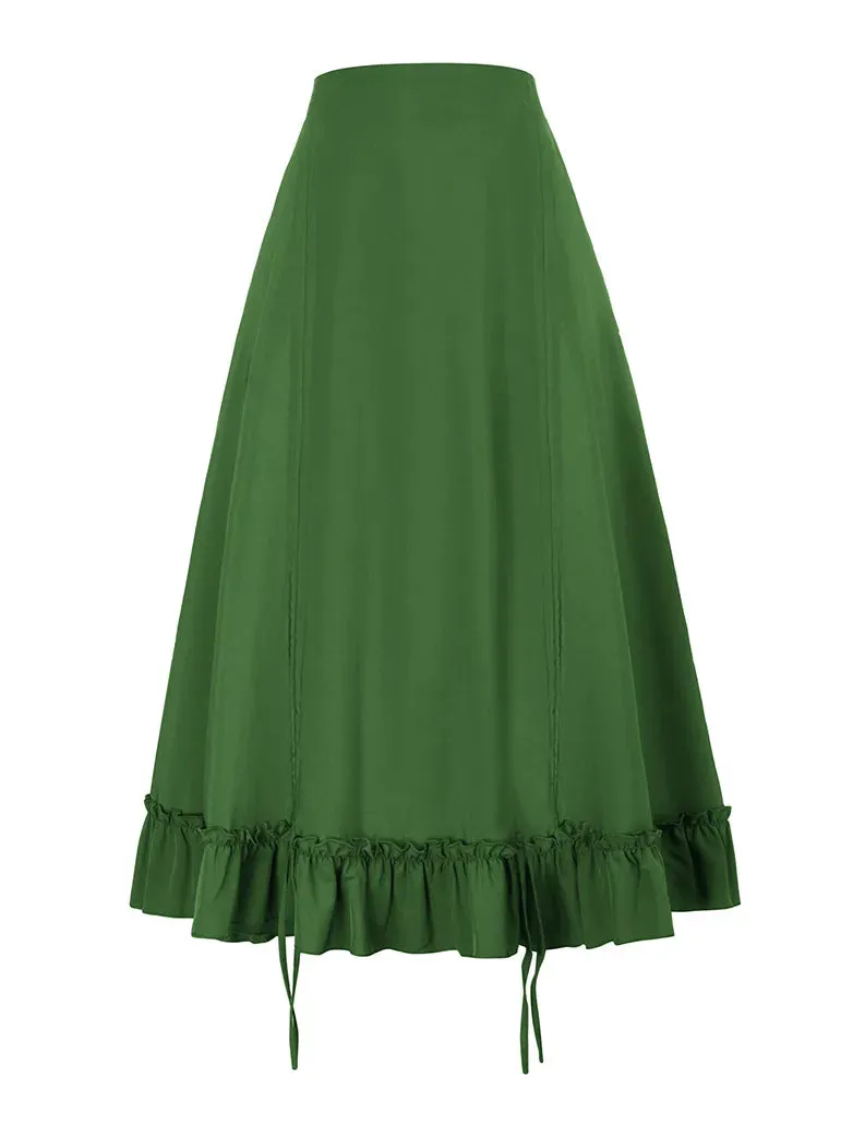 Women High-Low Skirts Adjustable Ruffle Cake Maxi Skirt