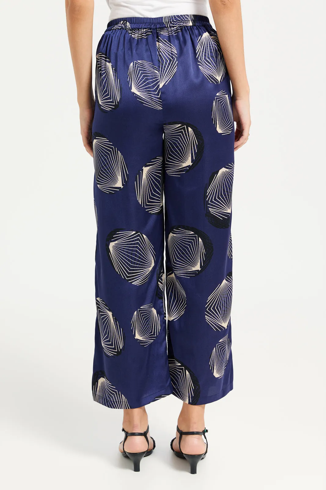 Women Navy Printed Trousers